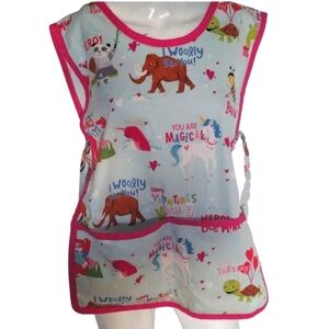 Vintage HANDMADE BIB APRON Woman One Size VALENTINES Front Pockets Lace‎ Closure